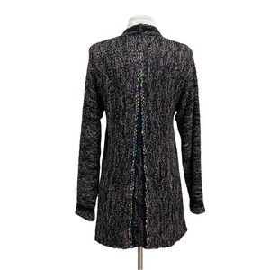Parvaneh Boho Marled Knit Open Front Cardigan with Rainbow Confetti Detail Small
